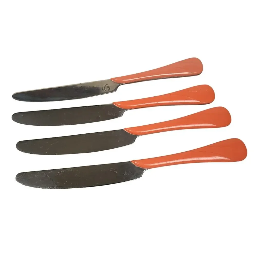 Vintage 90s Fiesta Swirl Flatware Silverware 19 Piece Set Stainless Orange